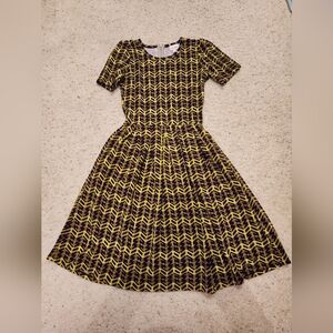 Lularoe Amelia Purple and Yellow Dress